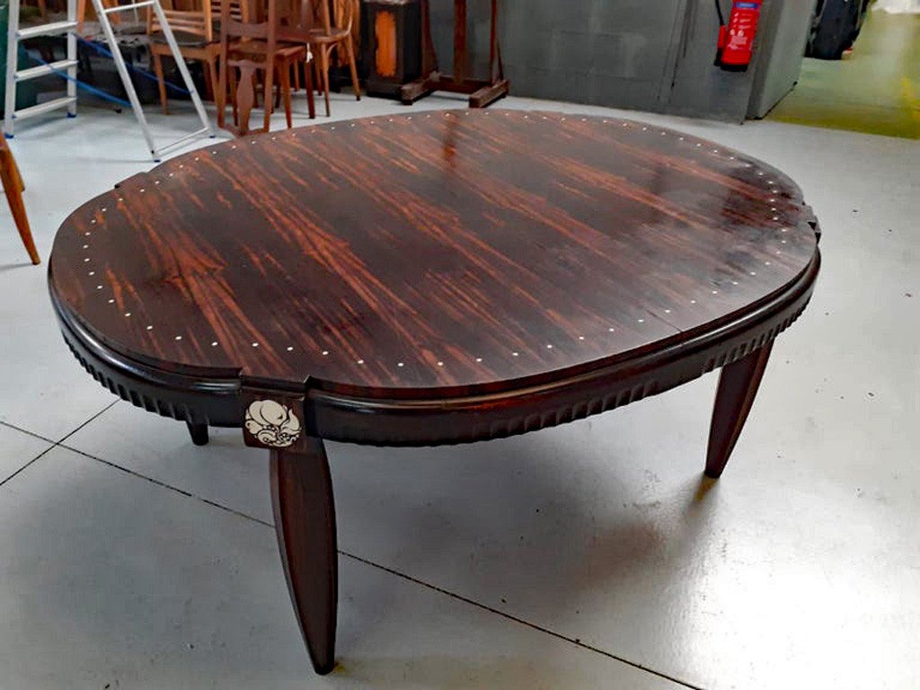 Exceptional Art Deco Table In Macassar Ebony, And Ivory Circa 1925-photo-2