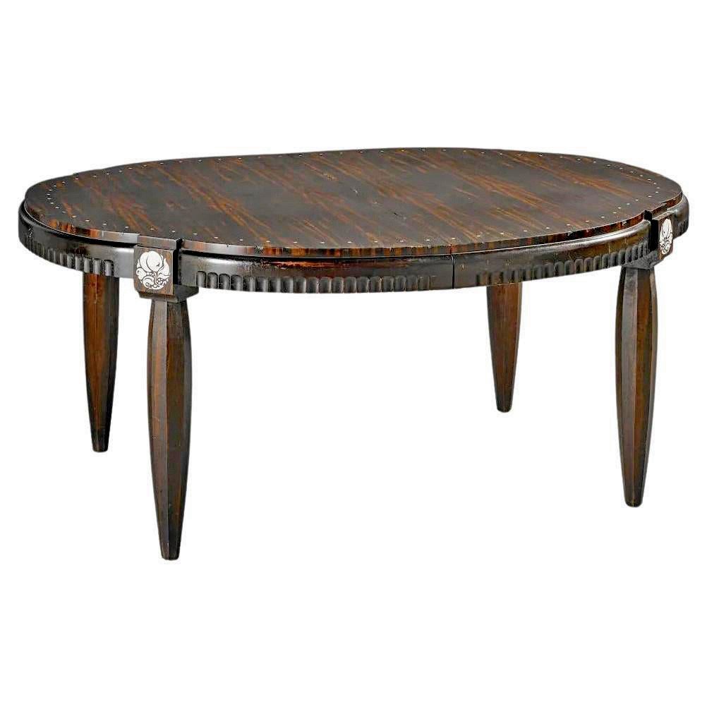 Exceptionelle  Table  Art Deco En ébène De Macassar , Et Ivoire Circa 1925