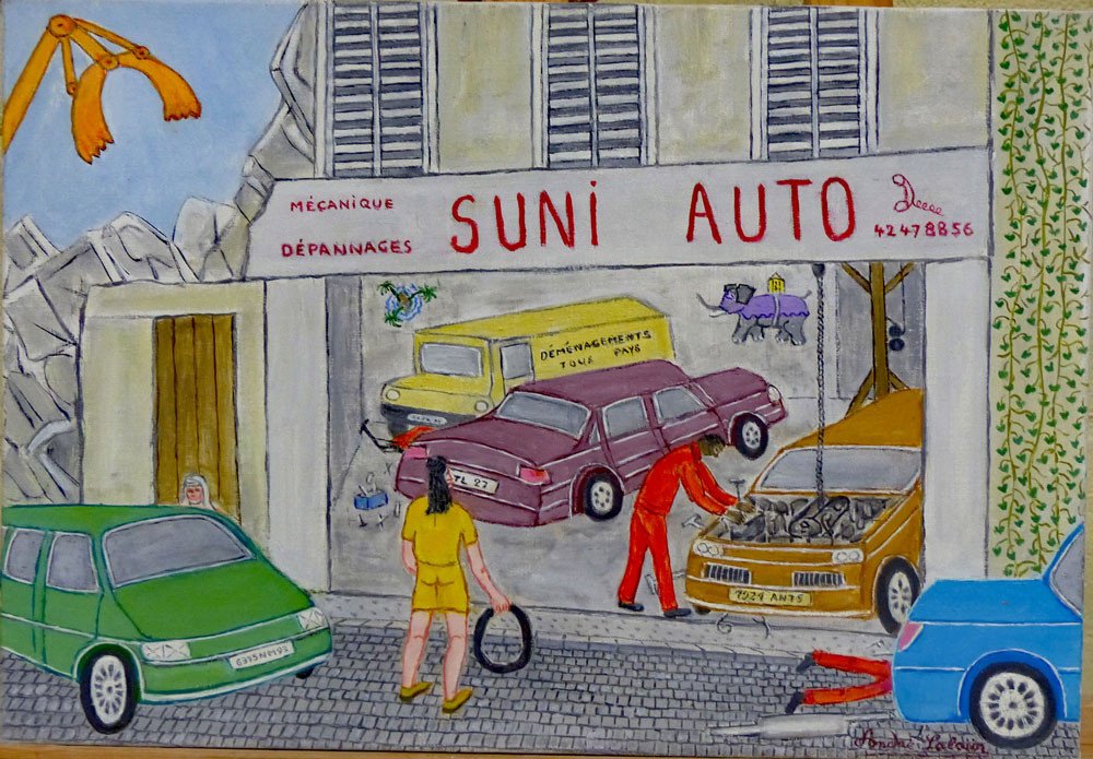 André Salaùn (1921-2005) "Suni Auto " huile sur toile circa 1970