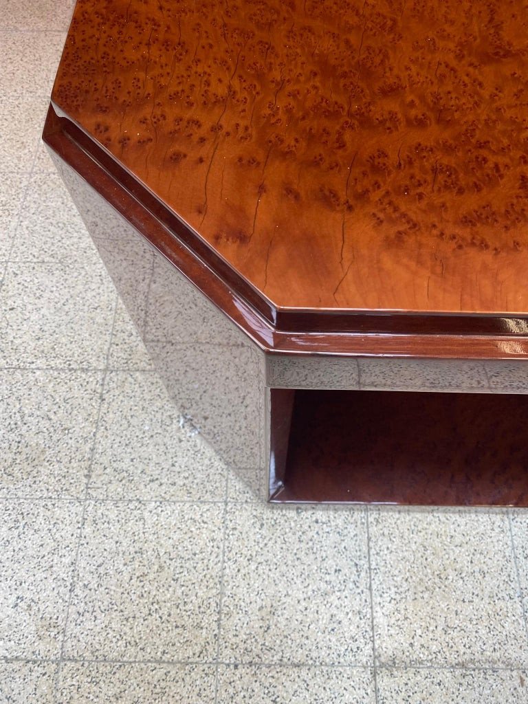 Large Art Deco Pedestal Table In Amboyna Burl, Reverni, Circa 1930-photo-4