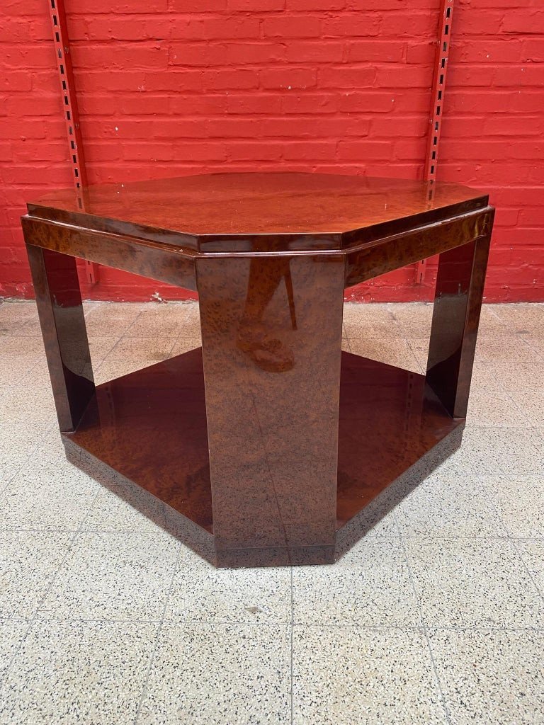 Large Art Deco Pedestal Table In Amboyna Burl, Reverni, Circa 1930-photo-1