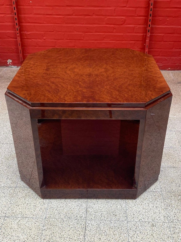 Large Art Deco Pedestal Table In Amboyna Burl, Reverni, Circa 1930-photo-5