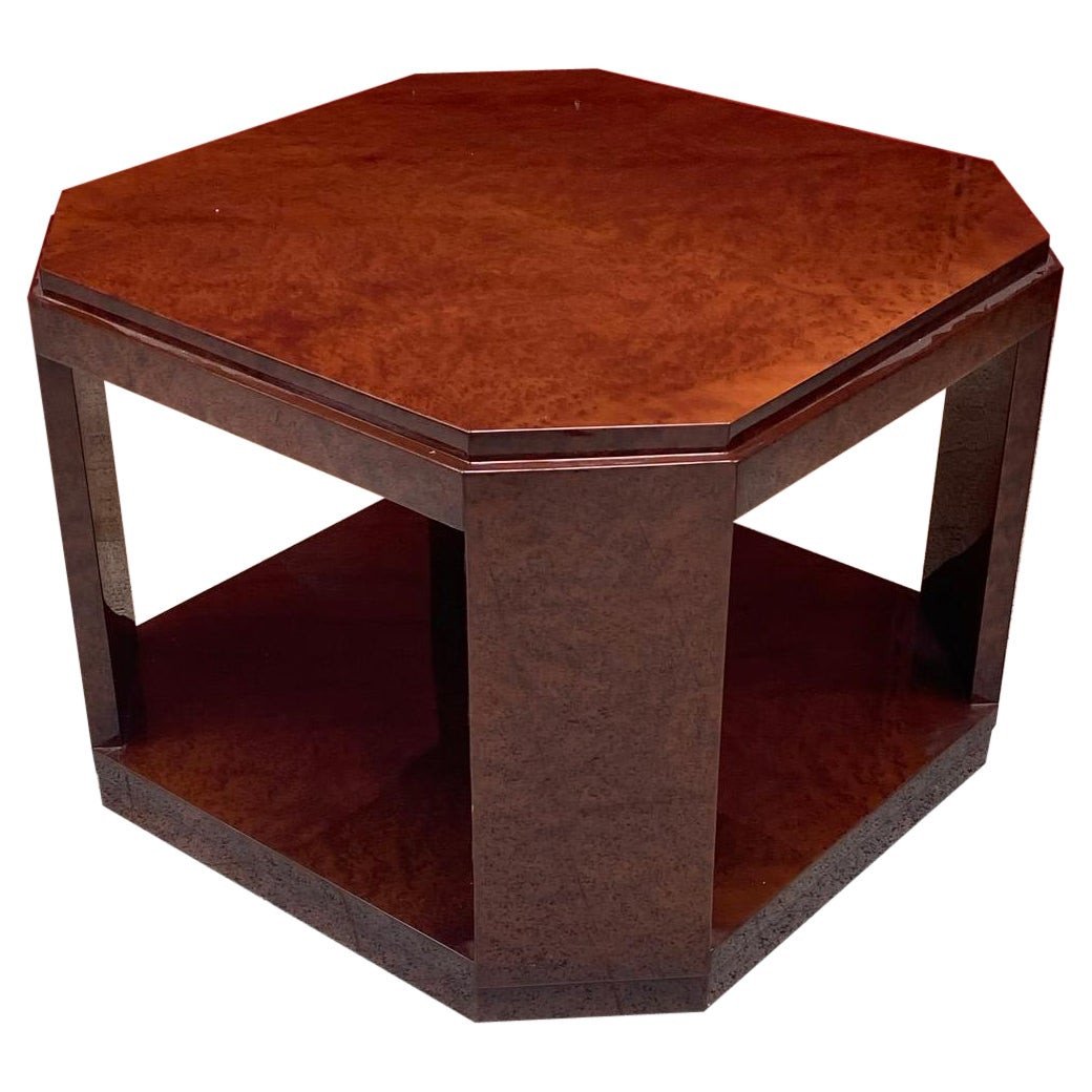 Large Art Deco Pedestal Table In Amboyna Burl, Reverni, Circa 1930