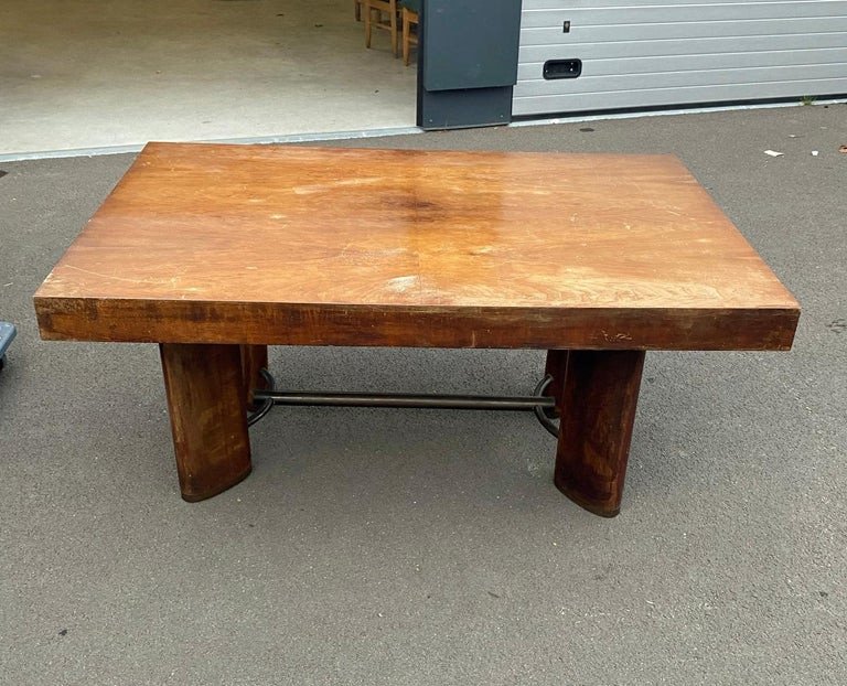 Modernist Art Deco Desk Or Table In Walnut, Spacer And Metal Clog, Circa 1930-photo-5