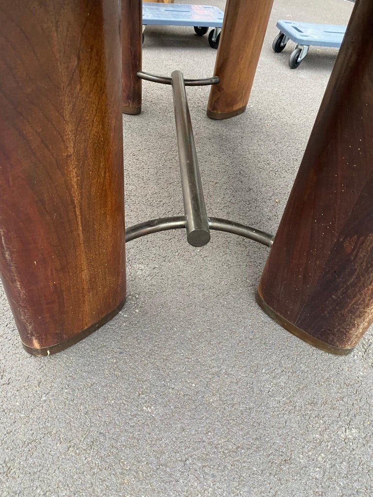 Modernist Art Deco Desk Or Table In Walnut, Spacer And Metal Clog, Circa 1930-photo-6