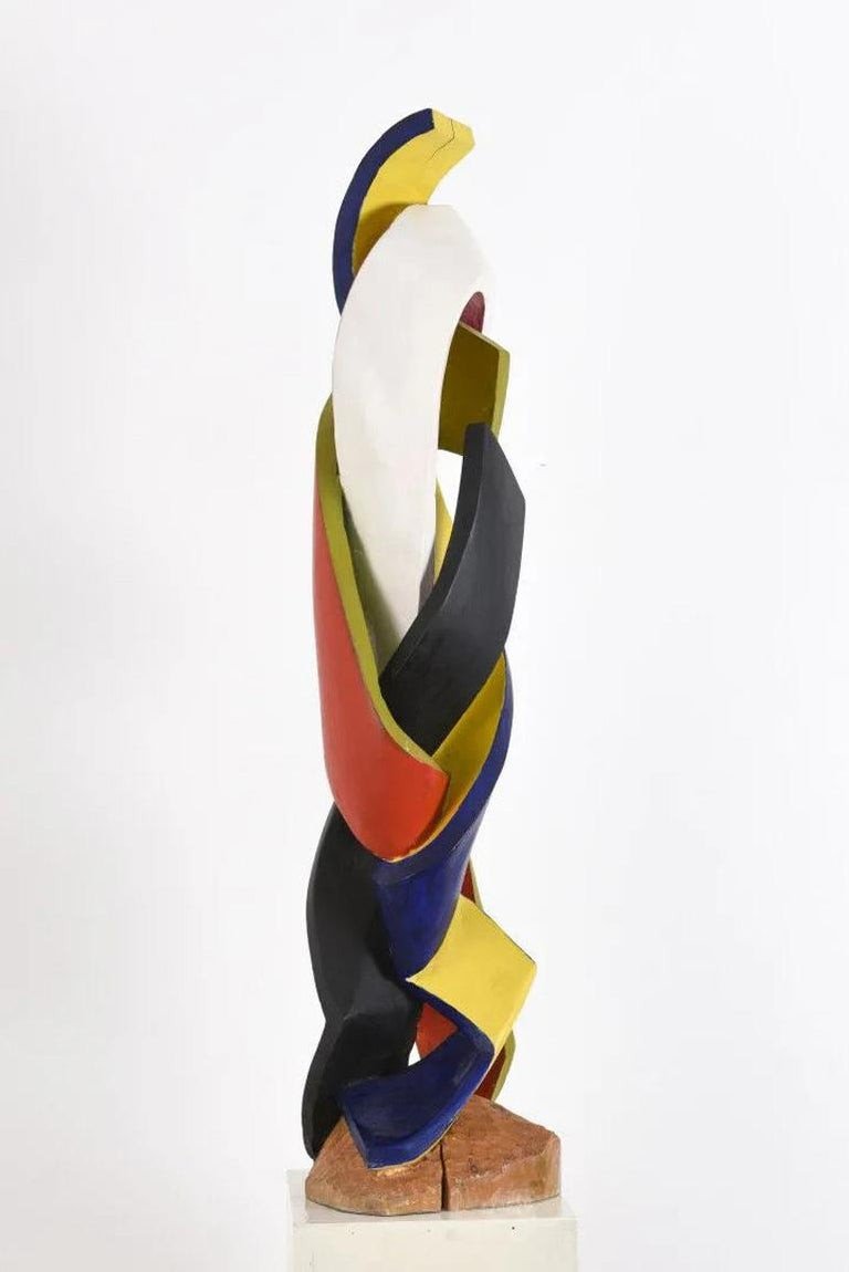 Vincent Gonzalez (1928-2019) Rare Sculpture En Bois Polychromé Circa 1960, -photo-1