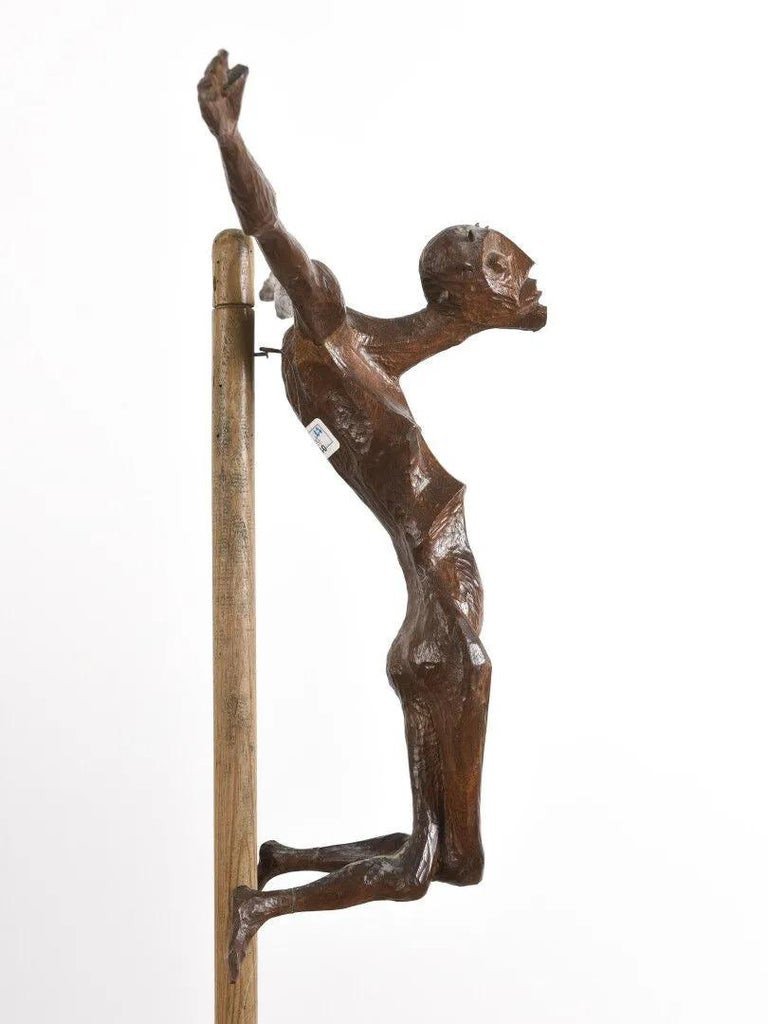 Vincent Gonzalez (1928-2019) Crucifixion., Chêne Sculpté Circa 1950/1960-photo-2