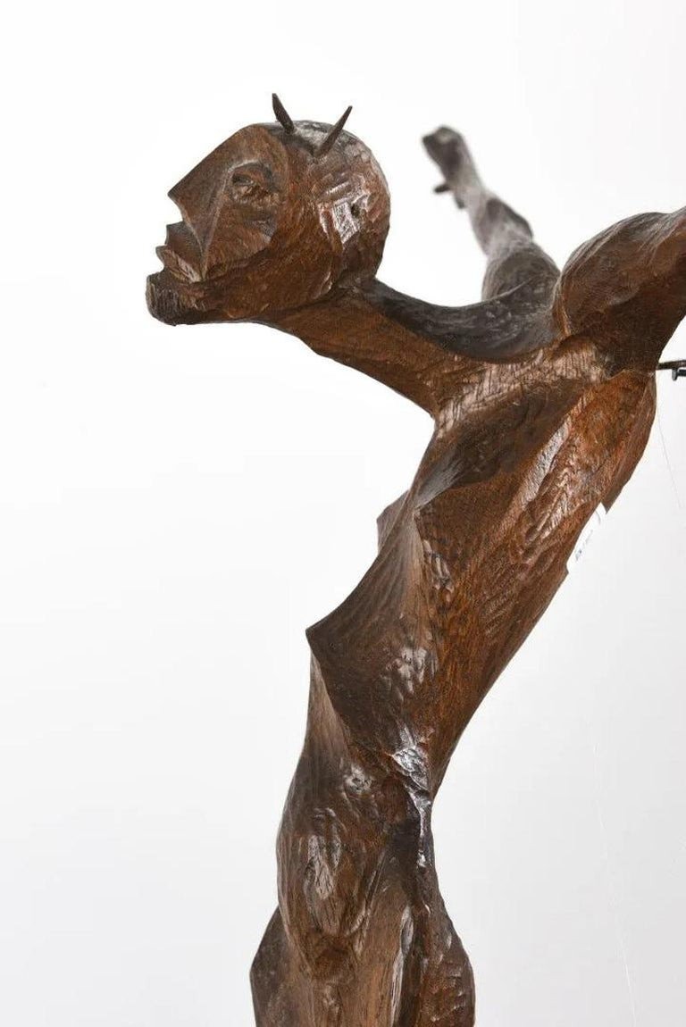 Vincent Gonzalez (1928-2019) Crucifixion., Chêne Sculpté Circa 1950/1960-photo-1