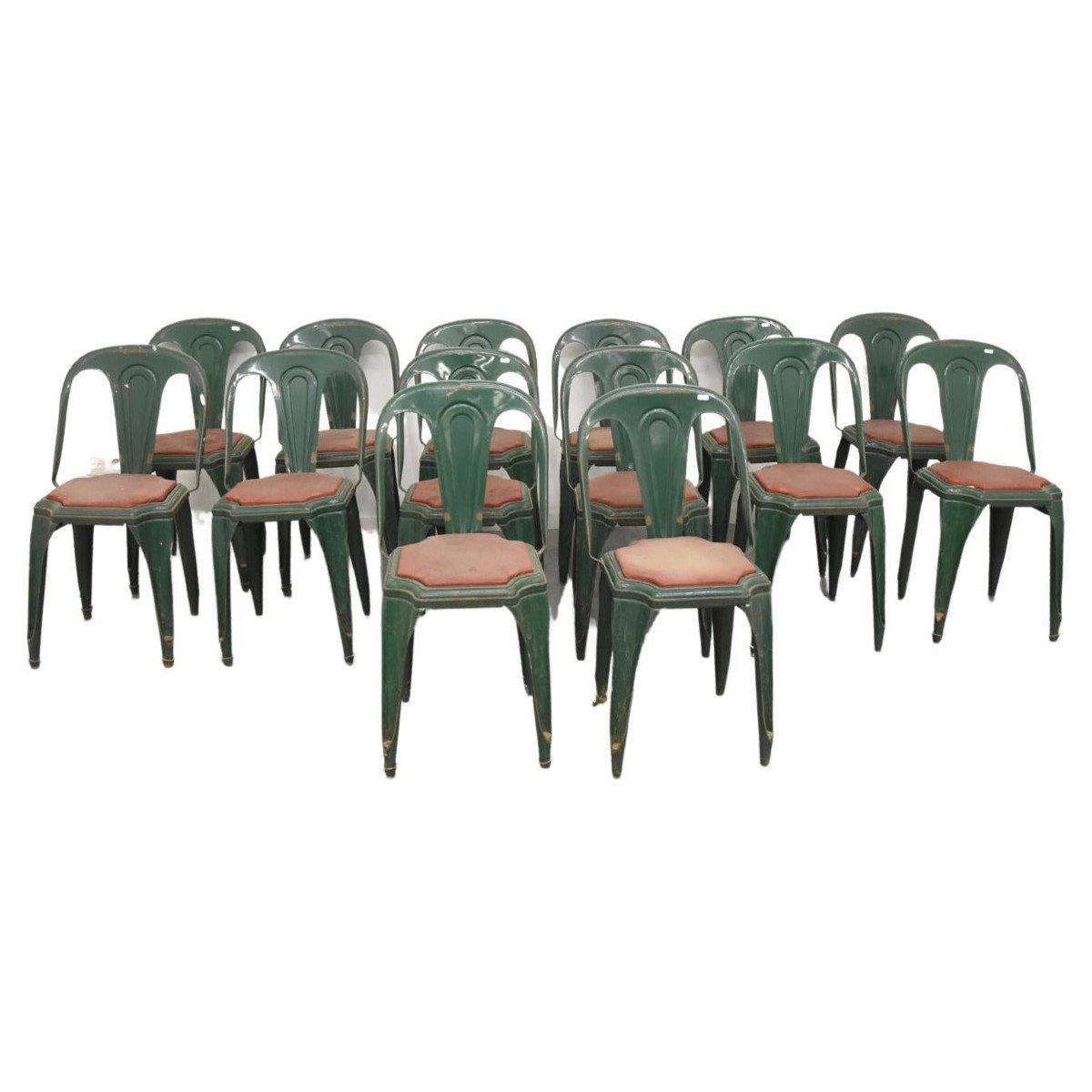 Important Suite Of 14 Industrial Chairs Brand Fibrocit Circa 1930/1950-photo-1