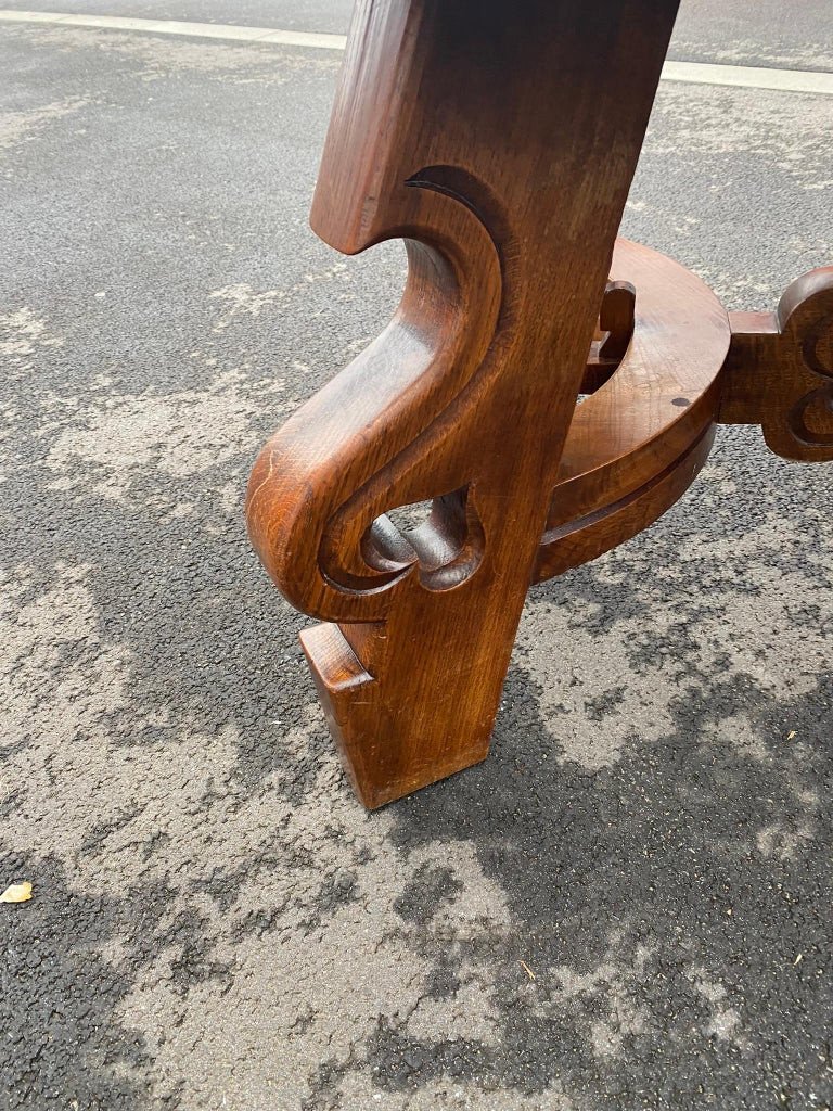Large Original Neo Rustic Table In Solid Oak Circa 1960-photo-3