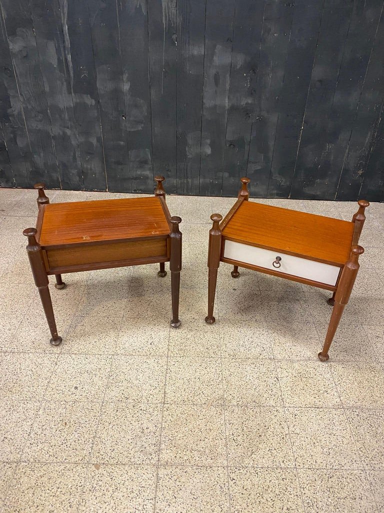 Pair Of Teak And Lacquered Wood Bedside Tables Circa 1960-photo-5