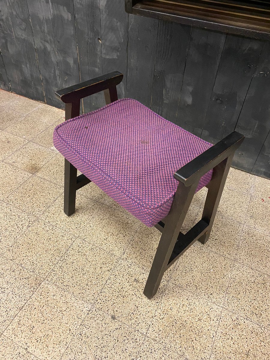 Guillerme Et Chambron , étagère Et Tabouret En Chêne Noirci, Edition Votre Maison, Circa 1970-photo-2