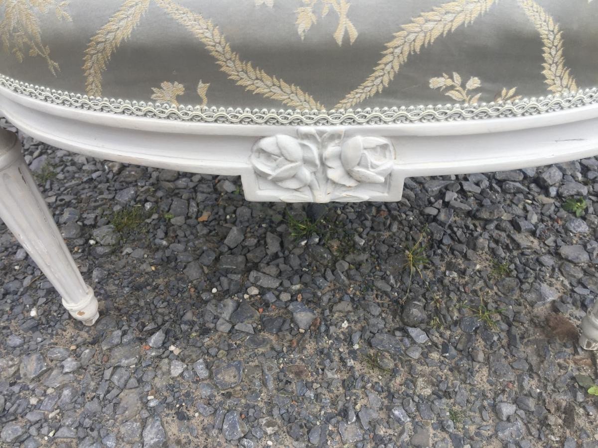 Suite Of 4 Old Cabriolets In Louis XVI Style, Restored Covered In Silk-photo-1