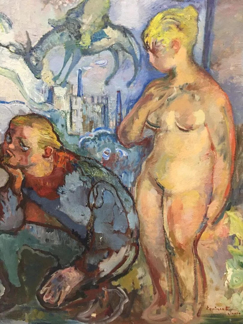 Henri Saada (1906-1976) "the Artist's Dream" Large Oil On Canvas, Signed-photo-2