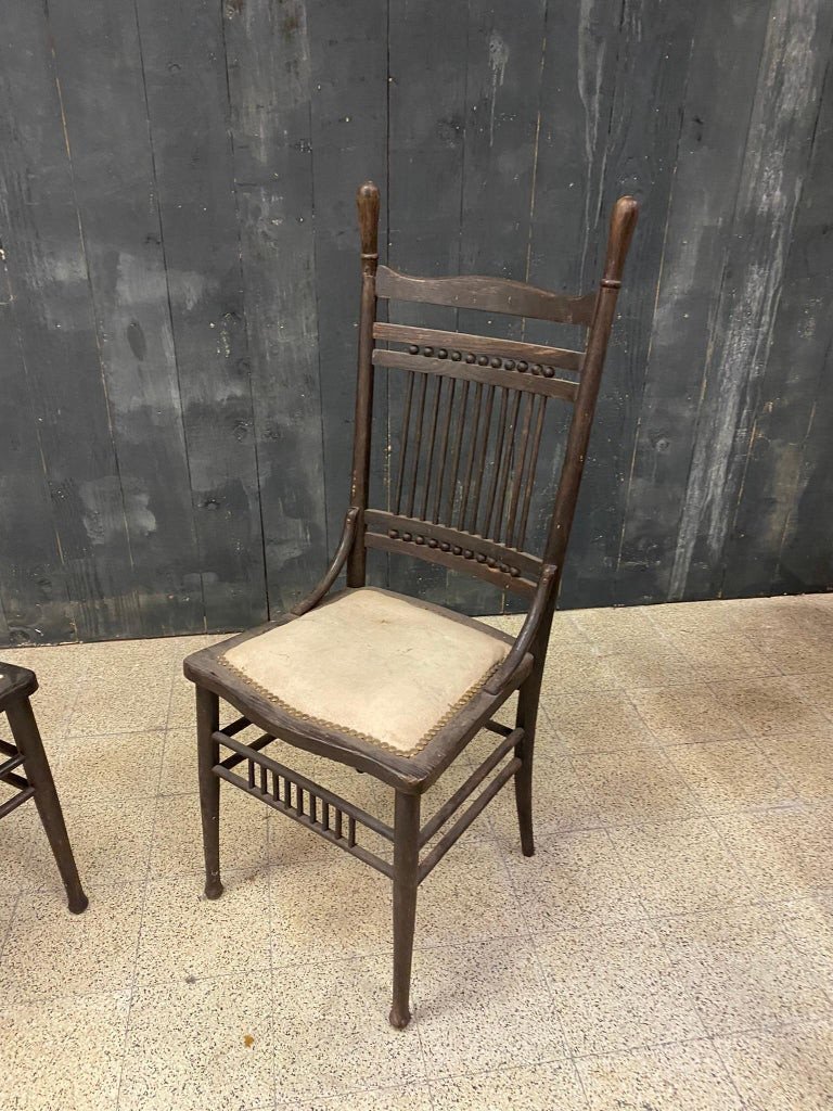 4 Original Oak Chairs Circa 1900-photo-4