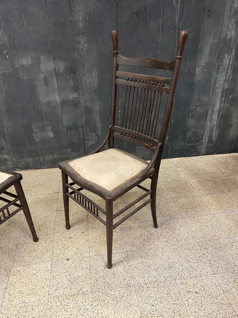 4 Original Oak Chairs Circa 1900-photo-3