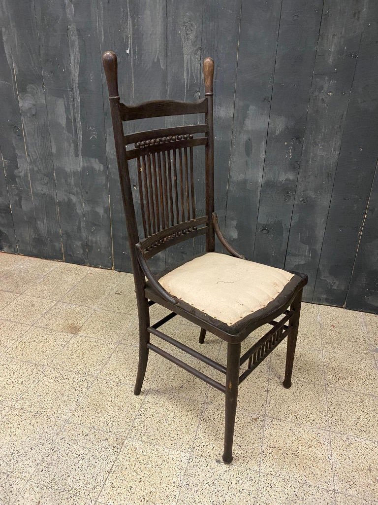 4 Original Oak Chairs Circa 1900-photo-5