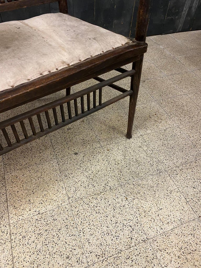 Original banquette  En Chêne Circa 1900-photo-4