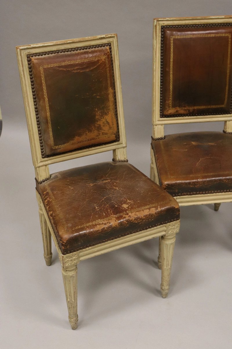 4 Neoclassical Chairs Stamped By Armand Albert Rateau (1882-1938), Circa 1920/1930-photo-2