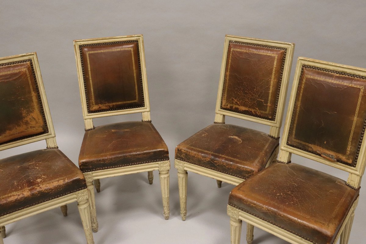 4 Neoclassical Chairs Stamped By Armand Albert Rateau (1882-1938), Circa 1920/1930-photo-3