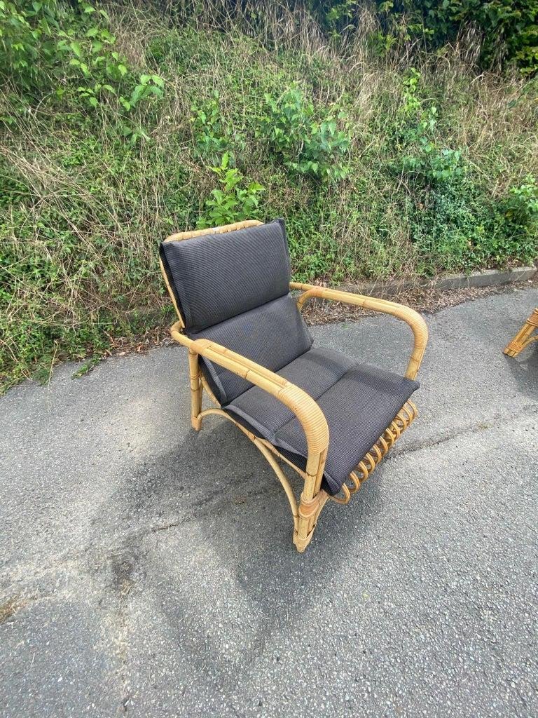 4 Vintage Bamboo Armchairs Circa 1970/1980, 2 Sets Of Cushions-photo-8