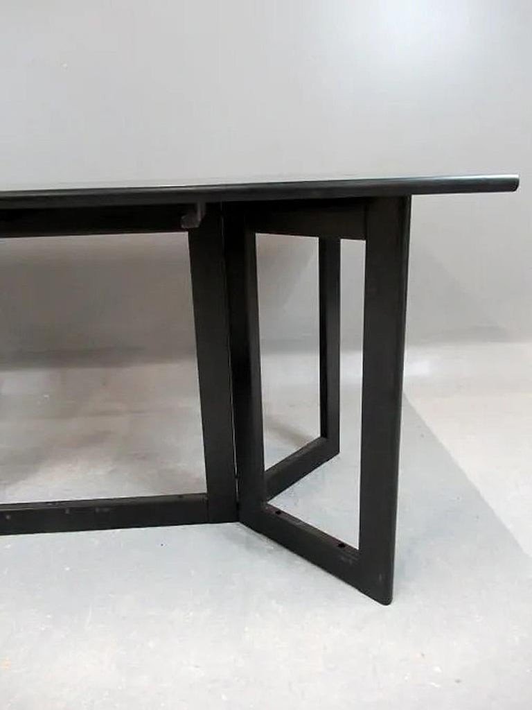 Grande Table/console En Bois Noirci, Attribué A Ligne Roset, Circa 1970/1980-photo-2