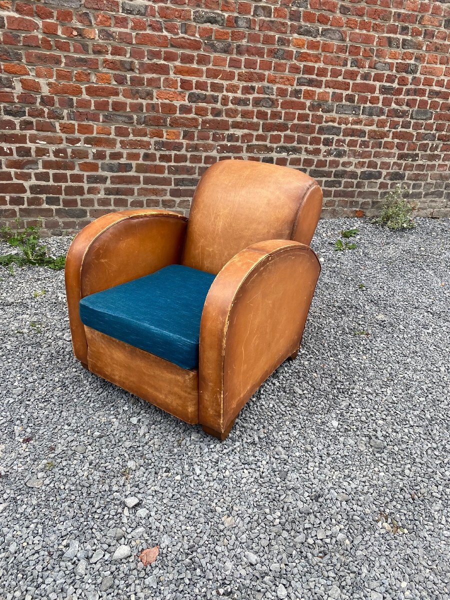 Art Deco Leather Club Armchair Circa 1930/1950