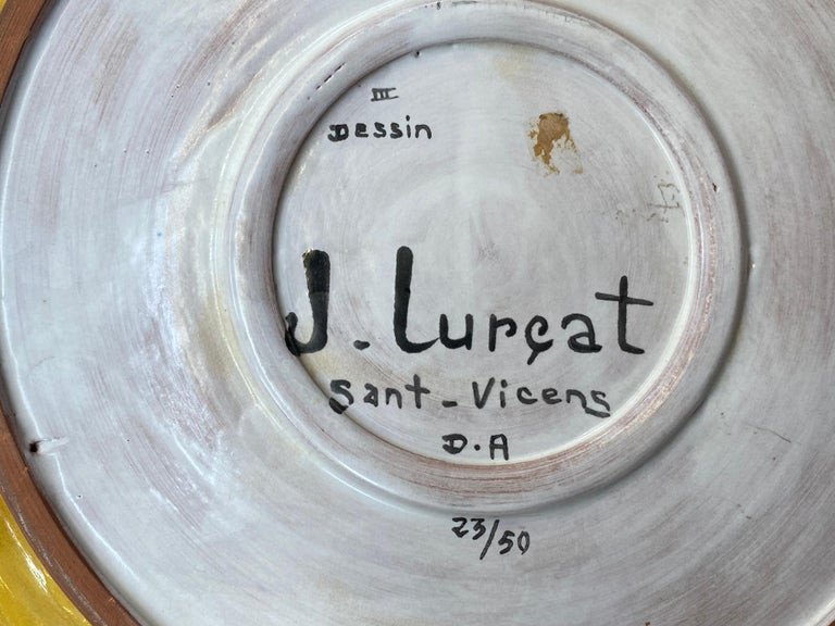 Jean Lurçat, Large Ceramic Dish (44cm) Sant Vicens Circa 1960-photo-4
