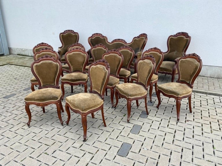 Important Salon Louis-philippe En Acajou Composé De 12 Chaises, 2 Fauteuils Et Un Canapé-photo-5