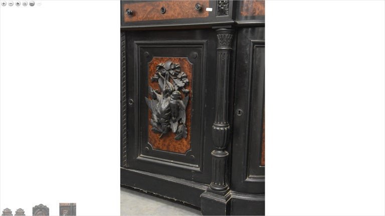 Pair Of Two Buffets / Sideboards Napoleon III In Blackened Wood And Amboyna Burl-photo-1