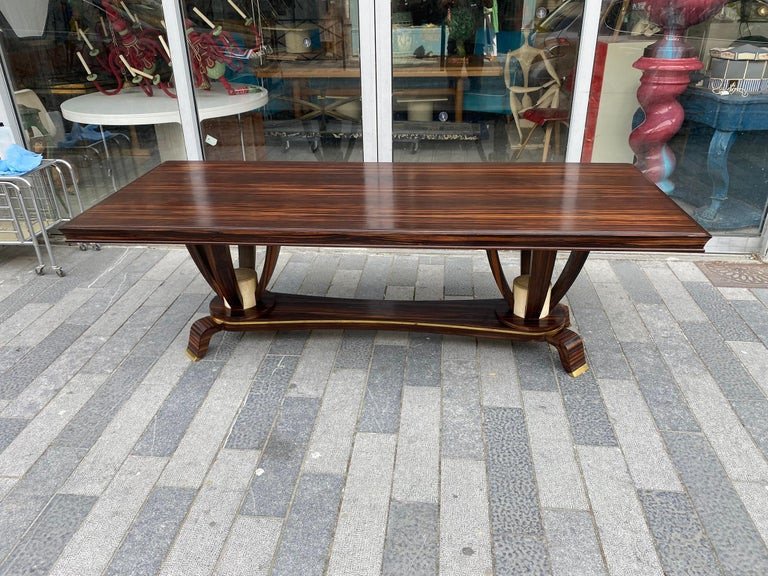 Baptistin Spade (1891-1969) Elegant Large Art Deco Table, In Macassar, Parchment And Bronze.-photo-2