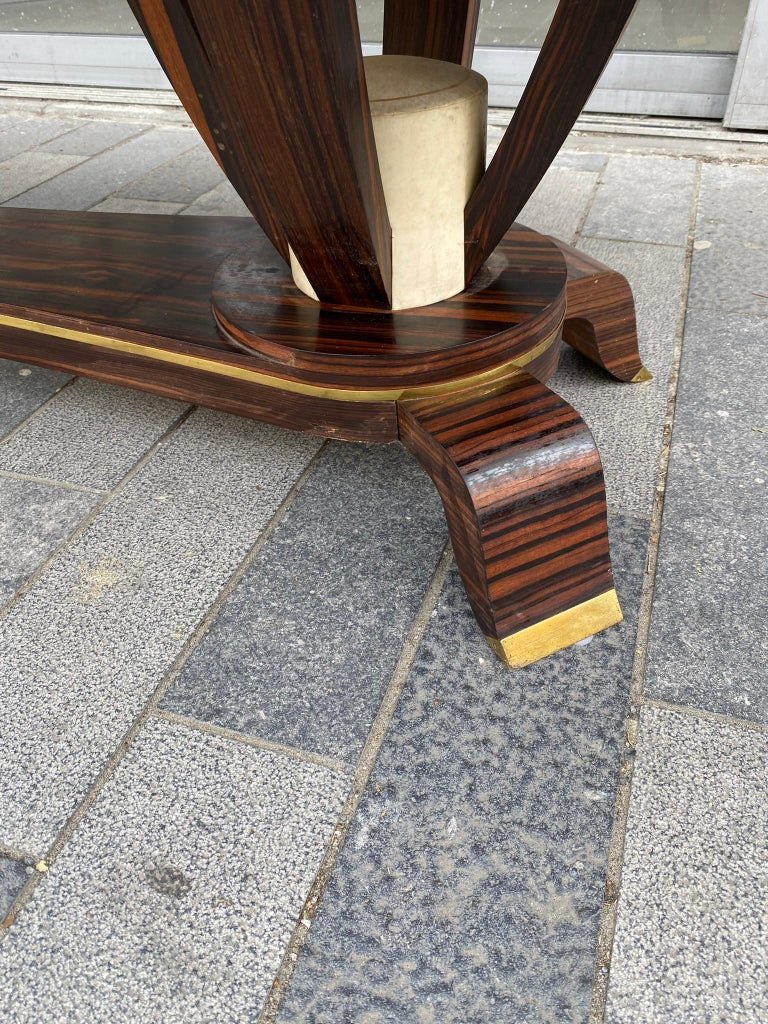 Baptistin Spade (1891-1969) Elegant Large Art Deco Table, In Macassar, Parchment And Bronze.-photo-3