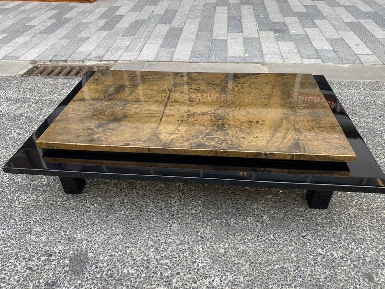 Guy Lefevre Large Lacquered Wood Coffee Table, Circa 1970; Jansen House-photo-2