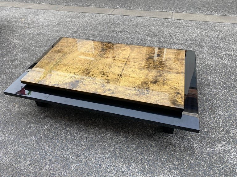 Guy Lefevre Large Lacquered Wood Coffee Table, Circa 1970; Jansen House-photo-3