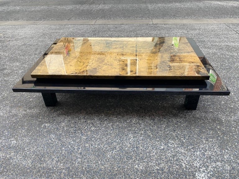 Guy Lefevre Grande Table De Salon En Bois Laqué, Circa 1970; Maison Jansen-photo-4