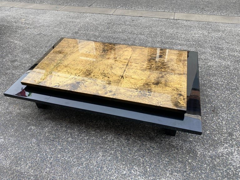 Guy Lefevre Large Lacquered Wood Coffee Table, Circa 1970; Jansen House-photo-7