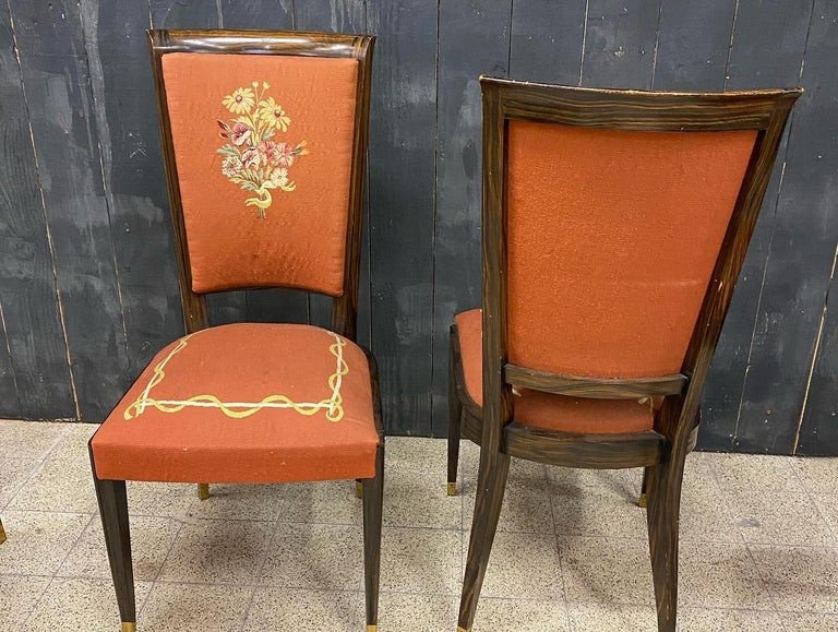 Baptistin Spade, Rare Suite Of 8 Art Deco Chairs With Tapestry Circa 1930/1940-photo-1