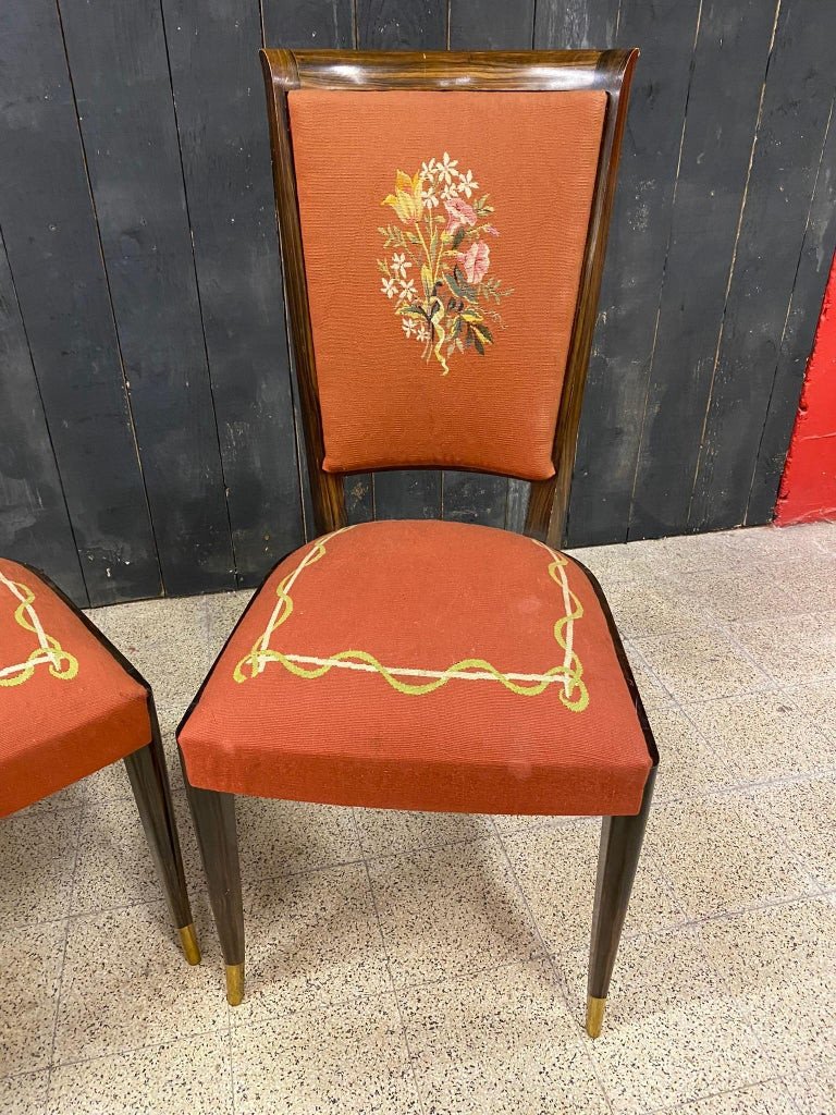 Baptistin Spade, Rare Suite Of 8 Art Deco Chairs With Tapestry Circa 1930/1940-photo-8