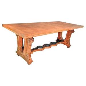 Large Art Deco Table In Bleached Oak Circa 1940