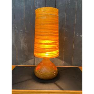 1950 Terracotta Lamp, And Its Original Resin Shade