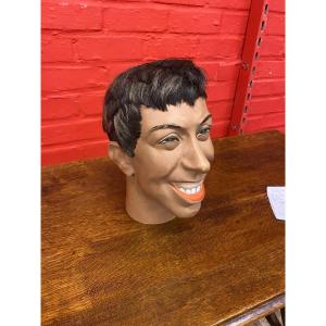 Old Mannequin Head Representative Fernandel, French Manufacturing Circa 1950/1960