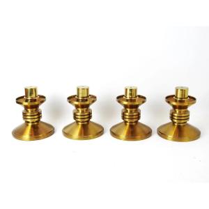 Four Brass Candlesticks, Mounted As A Lamp. Work In The Modernist Taste. H: 20cm.