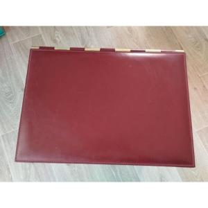 Desk Pad In Leather And Brass Attributed To Jacques Adnet, Circa 1950 Very Good Condition