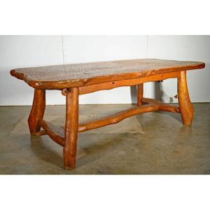 Exeptionnelle Table Brutaliste En Orme Massif Circa 1950/1960