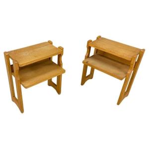 Guillerme And Chambron, Pair Of Bedside Tables, Edition Votre Maison Circa 1960/1970