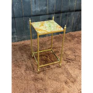 Maison Baguès (style) Side Table In Brass And Onyx, Circa 1960/1970