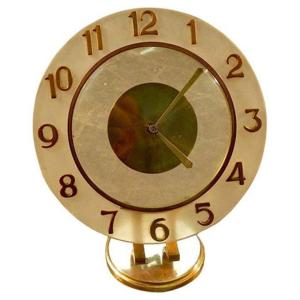 Bayard Brand Art Deco Clock In Alutuglass And Brass, Circa 1930/1950