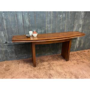 Large And Elegant Console, Making Table, In Teak Circa 1960