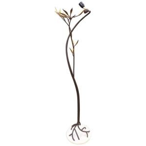 Jean Claude Mahey, "olivia" Floor Lamp, Wrought Iron, Gilded And Travertine, Circa 1980