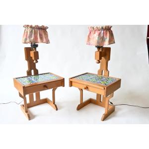Guillerme And Chambron, Pair Of Bedside Tables "your House Edition Circa 1970